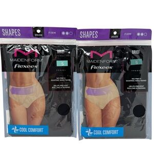 Maidenform Flexees Black Small Firm Shaping Brief No Pinch Waistband lot of 2